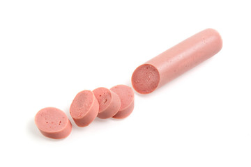 raw sausages on a white background