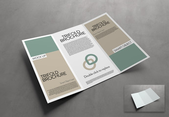 Trifold Brochure Mockup on Dark Gray Background