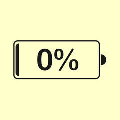 Battery icon. Low charge of phone. Vector flat design