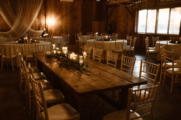 Fototapeta na wymiar indoor wedding reception in warm light