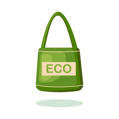 Eco canvas bag isolated on white background. Vector flat design