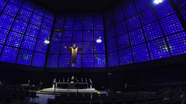 Kaiser Wilhelm Memorial Church in Berlin. 4K.