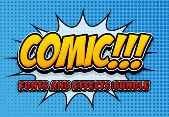 Comic Text Effect Mockup Bundle with Graphic Elements