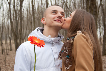 Happy and beautiful young couple in love