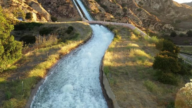 Aerial shot of some of the aqueducts that helps supply water to Los Angeles.