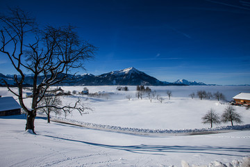 winter landscape zugerberg mit rigi und pilatus