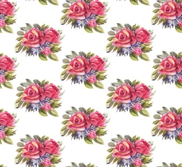 Selbstklebende Fototapeten Seamless pattern with watercolor roses © tiff20