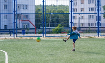 Child soccer boy ball kid, horizontal.