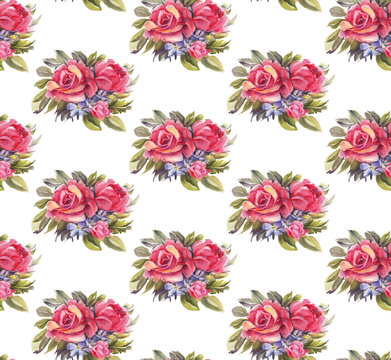 Seamless pattern with watercolor roses © tiff20