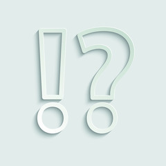   Question icon and exclamation point icon. Vector icon for website design, app.   paper icon  with shadow 