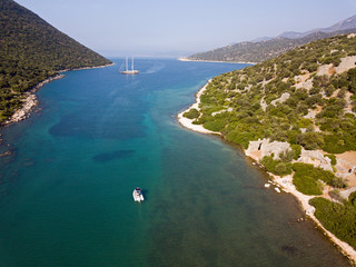 Aerial view of ancient city Aperlai, Kas Antalya Turkey
