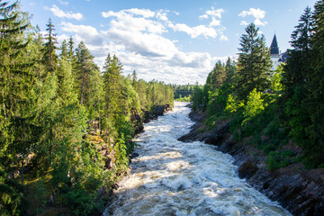Fototapeta na wymiar View of Imatrankoski rapid (The Imatra Rapid), Vuoksi River, Imatra, Finland