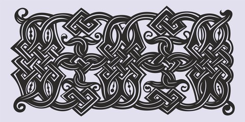 Old Russian pattern for book. Russian, Ukrainian, Belarussian pattern, traditional pattern with intricate knot ornament in flower style. Traditional illustration design with typography for printing.