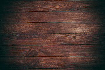 Naklejka premium Dark wooden texture. Wood brown texture. Background old panels. Retro wooden table. Rustic background. Vintage colored surface.