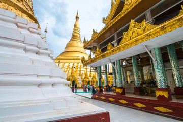 golden pagoda of shwedagon at yangon, myanmar