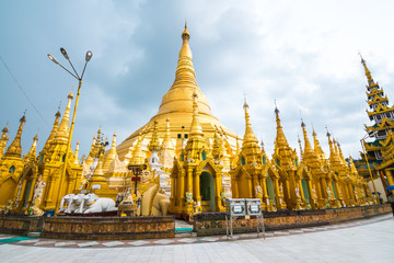 golden pagoda of shwedagon at yangon, myanmar