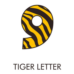 Logotipo número 9 con patrón de piel de tigre en amarillo y marrón