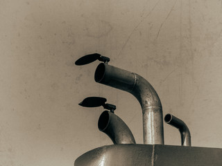 A Ship's Funnel in Vintage Black and White