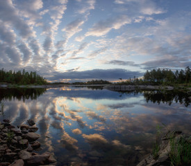 Evening on lake Ladoga. Karelia. Russia