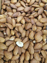 Peeled, roasted almonds, close-up