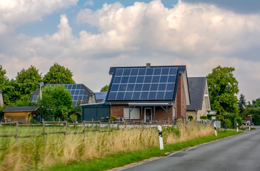 Solar panels against blue sky