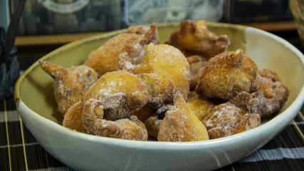 Homemade brazilian doughnut snack served in a tray