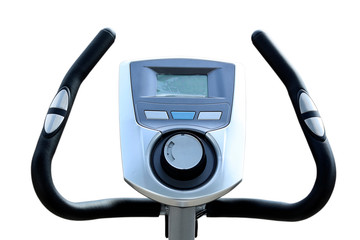 exercise bike on a white background, fitness trainer isolated