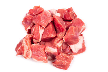 Fresh raw pork pieces isolated.