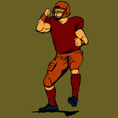 Vector football player made from sketch