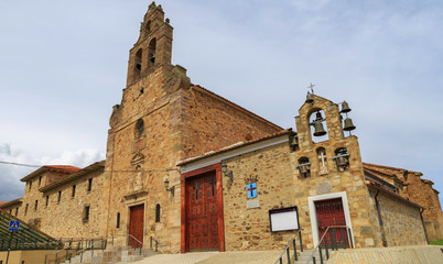 Fototapeta na wymiar Astorga,Spain,4,2015; Pilgrims Church and Pilgrim Statue