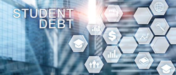 Student debt. Concept education and slavery. Bank Wallpaper.