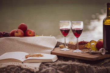 red wine and cheese, romantic dinner for two