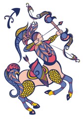 Sagittarius horoscope sign. Design element for horoscope and astrological forecast.