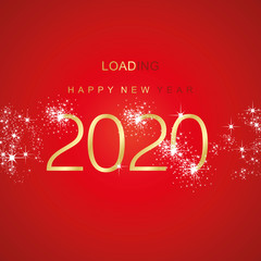 New Year 2020 loading sparkle firework gold red vector