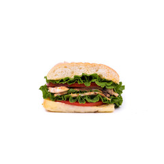 Sandwich on an isolated white background. Hand made.