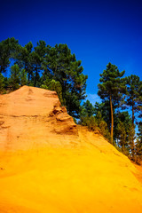 expanse of sand in the ocher quarry in roussillon, france