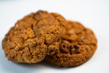 Oatmeal cookies on a white background