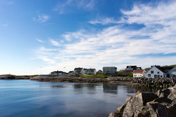Picturesque fishing village and harbor of Bud, near Molde, Norway