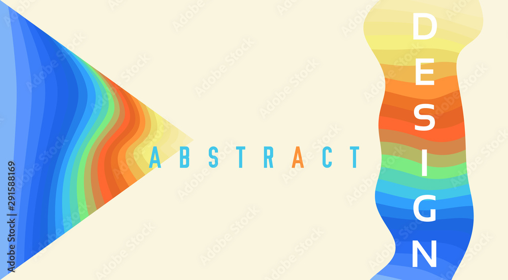 Leinwandbilder abstract template with multicolored striped triangle and wavy line