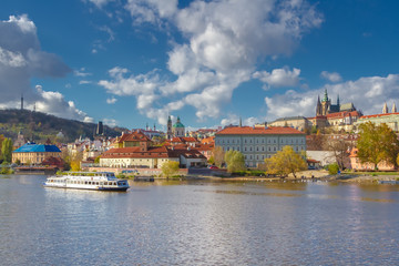 Naklejka na ściany i meble Autumn Prague touristic old city view 