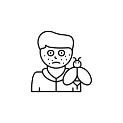 Bee, allergy, bite, disease. Vector icon. On white background