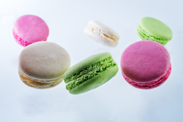 Flying multicoloured macarons