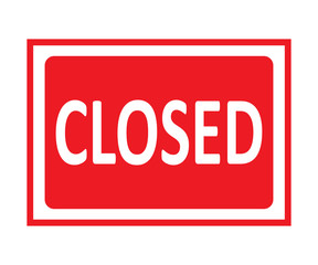 Sorry we're closed hanging sign on white background. Sign for door. Vector stock illustration.