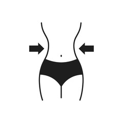 Women waist, weight loss, diet, waistline line icon. Fitness Weight Loss Flat Icon On White Background.