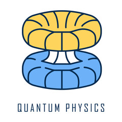 Quantum physics color icon. Nuclear energy phenomenon. Futuristic nanotechology. Quantum mechanics theoretical model. Nuclear fusion. Major physics branch. Isolated vector illustration