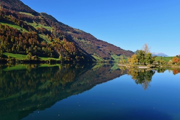 lake in mountains,lungern switzerland