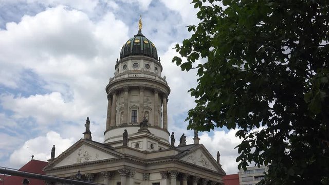French church of Friedrichstadt in Berlin. 4K.