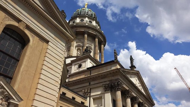 French church of Friedrichstadt in Berlin. 4K.