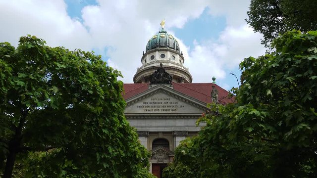 French church of Friedrichstadt in Berlin. 4K.