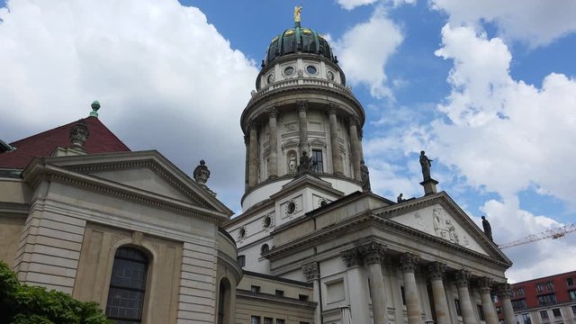 French church of Friedrichstadt in Berlin. 4K.